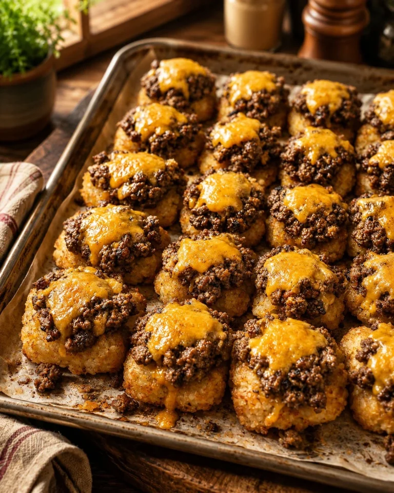 Oven baked beef tater tot bites on a platter for serving