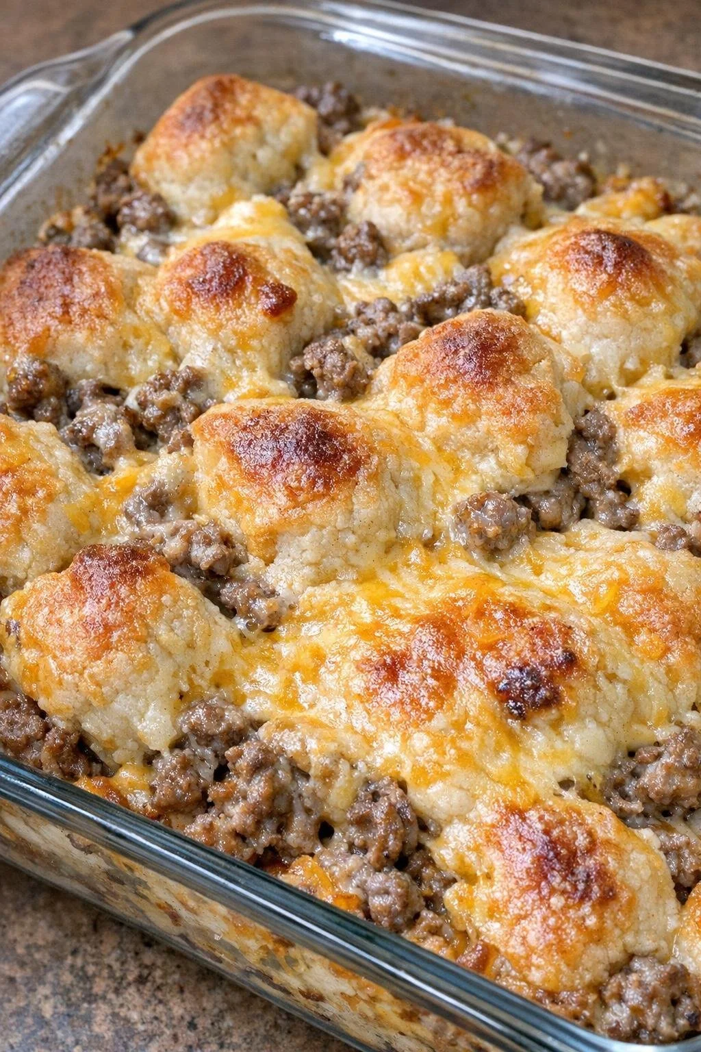 Delicious oven-baked 4-ingredient cheeseburger bake served in a casserole dish.