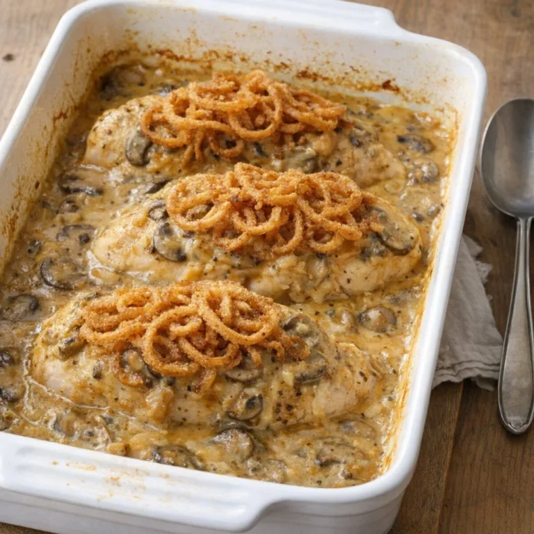 Oven-Baked 4-Ingredient Chicken Royale served on a plate with garnishes.