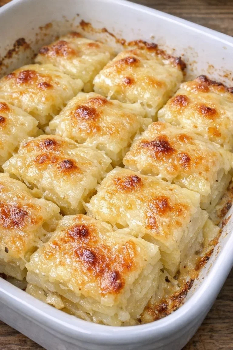 Oven baked gruyere potato squares served on a plate