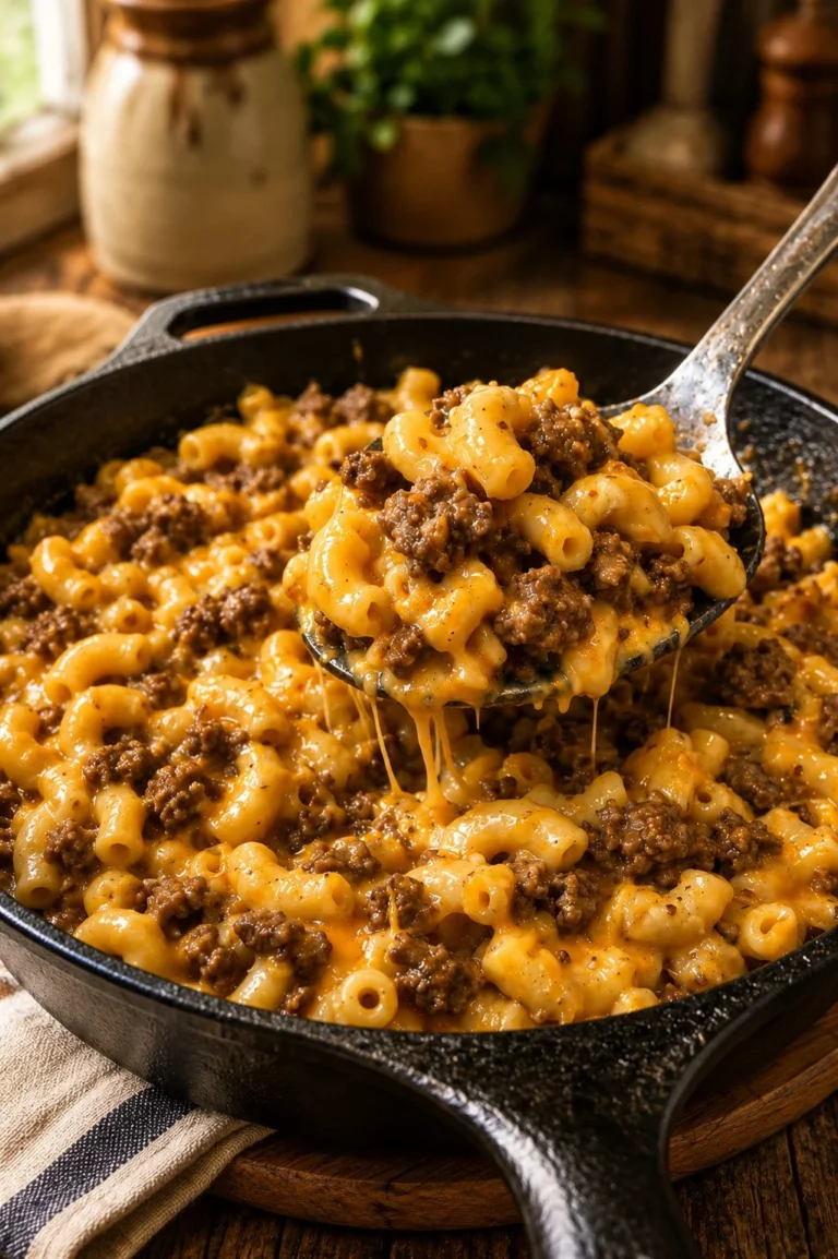 Oven-Baked 4-Ingredient Hamburger Helper Copycat dish served in a bowl.