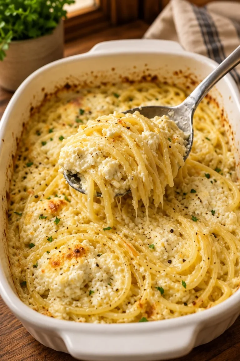 Delicious oven-baked lemon ricotta pasta served in a bowl