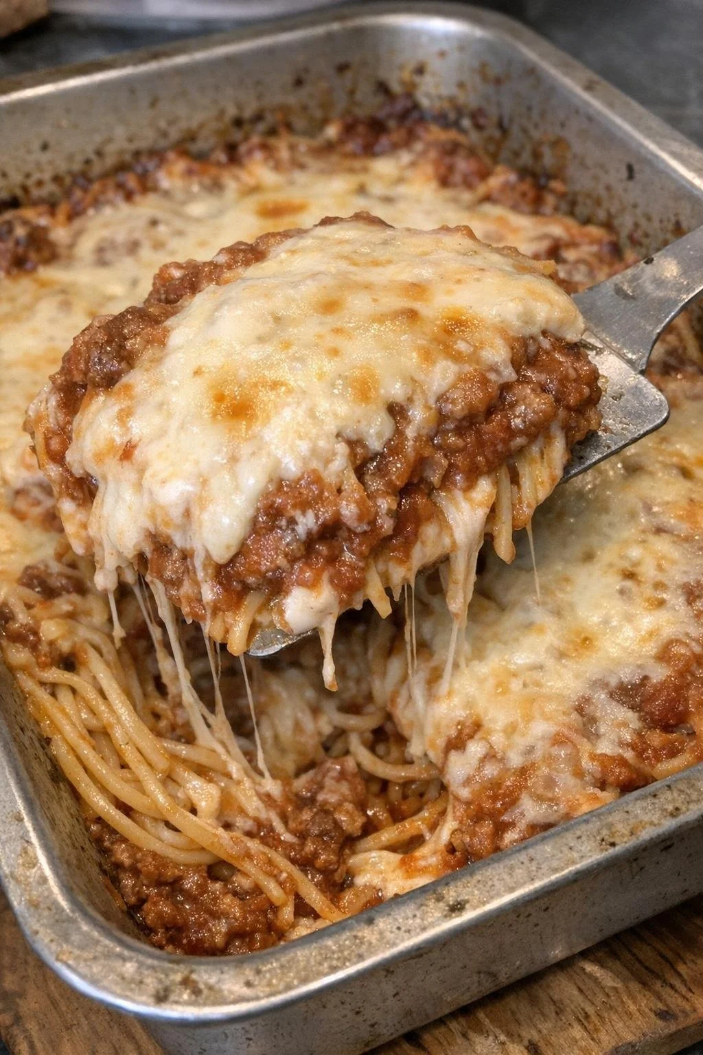 Oven baked Million Dollar Pasta dish prepared with four ingredients.