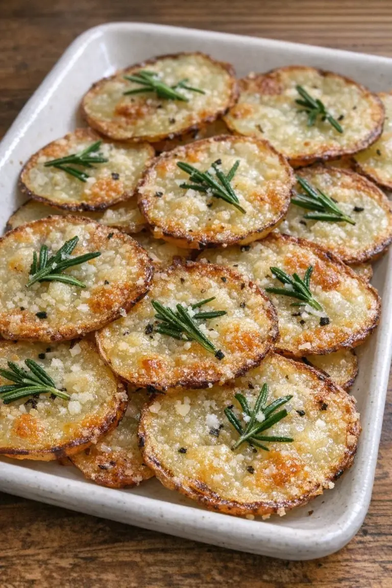 Oven Baked 4 Ingredient Parmesan Rosemary Potato Wafers