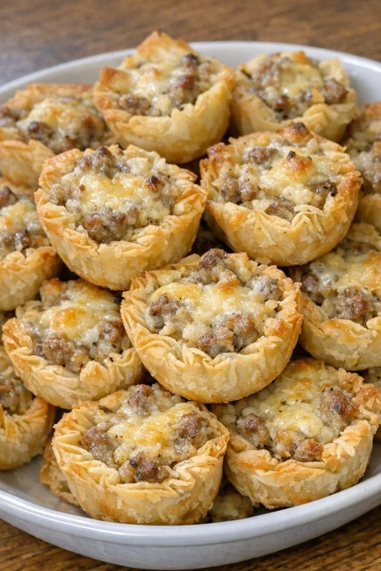 Delicious oven-baked 4-ingredient savory pastry cups ready to serve.