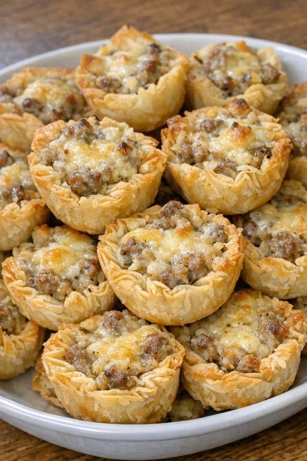 Delicious oven-baked 4-ingredient savory pastry cups ready to serve.