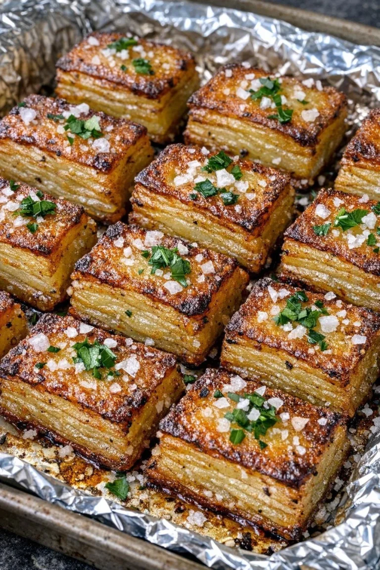 Oven baked crispy potato dominoes made with 4 ingredients.