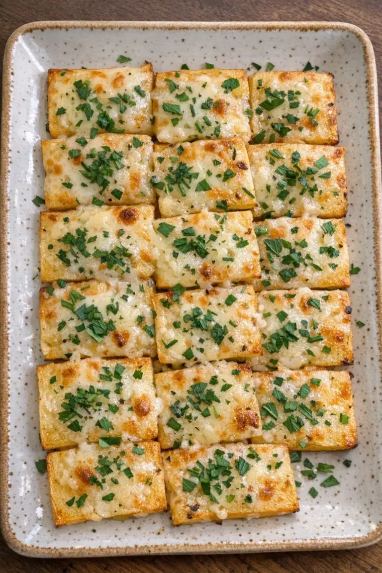 Oven Baked Muenster Herb Potato Tiles on a plate