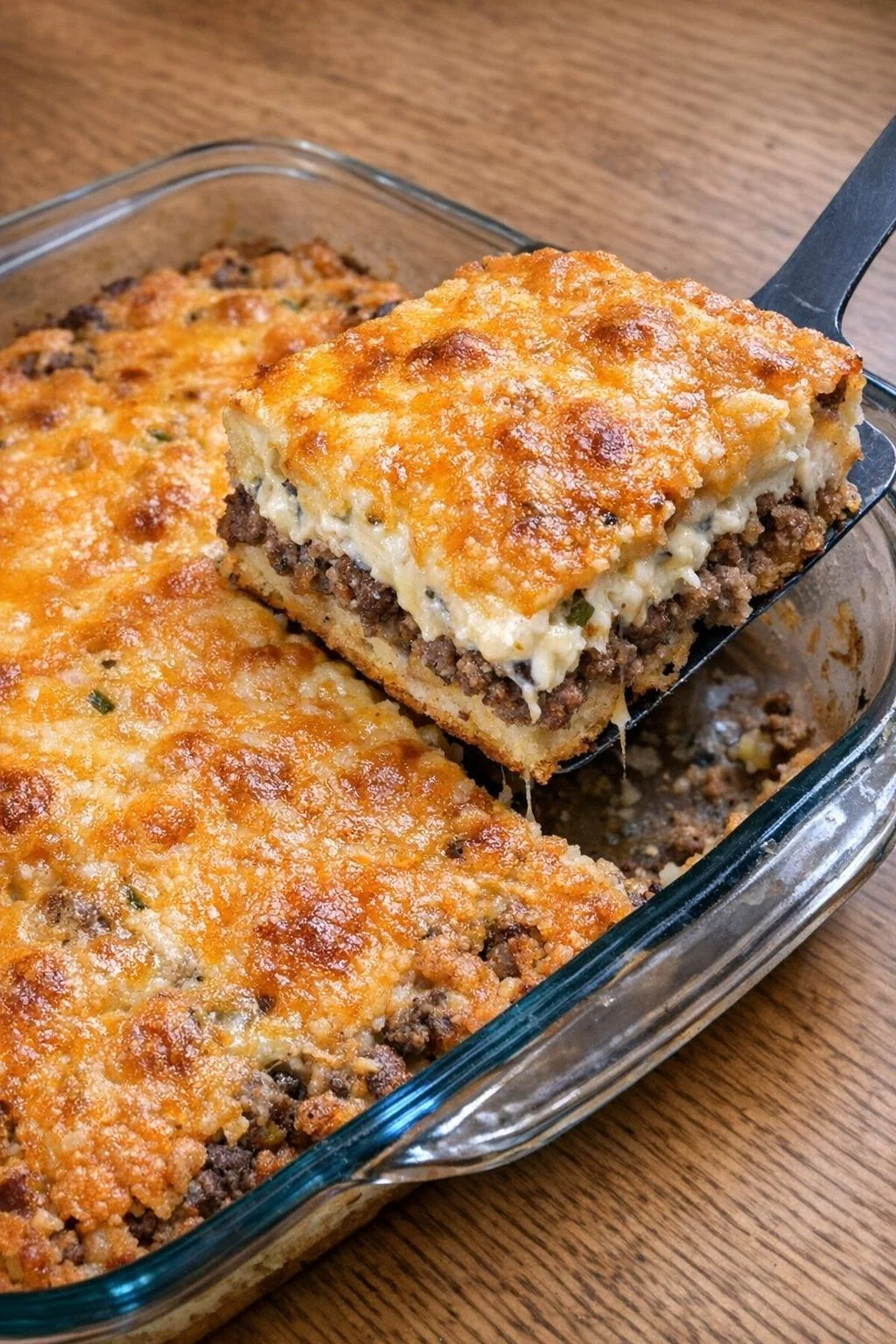 Oven Baked John Wayne Casserole with 5 ingredients ready to serve.