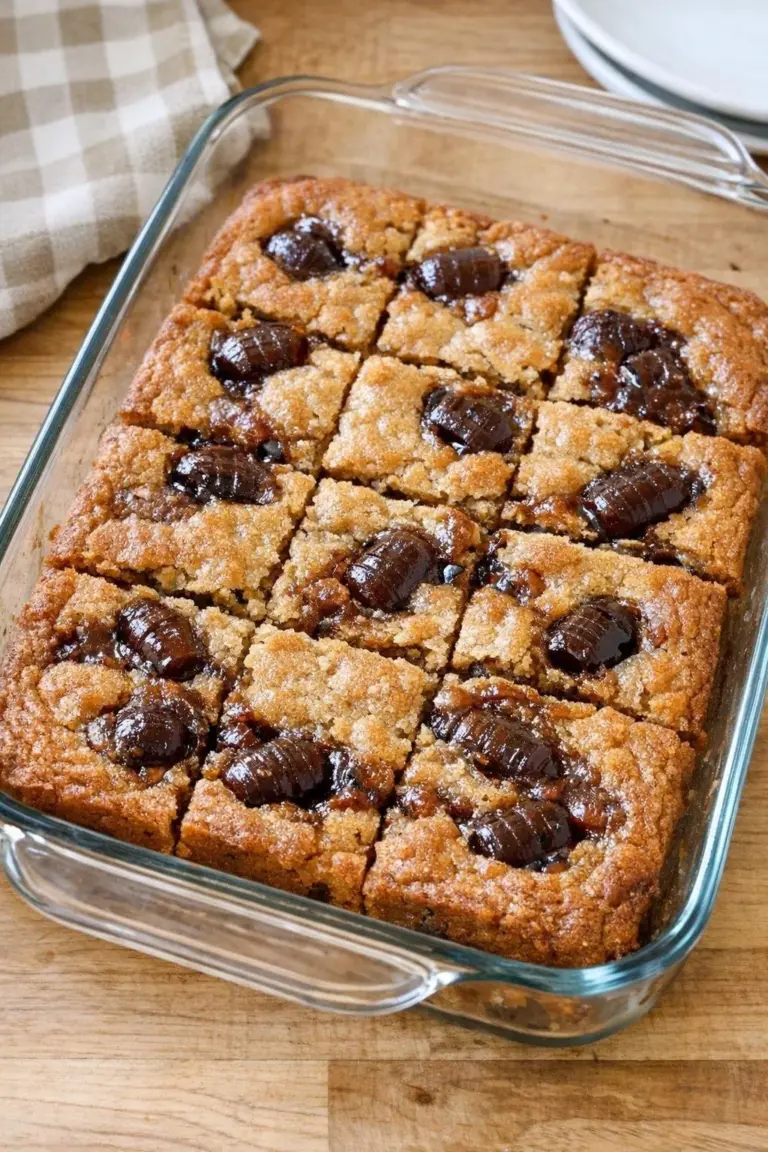 Delicious oven baked root beer blondie bars topped with root beer sauce.