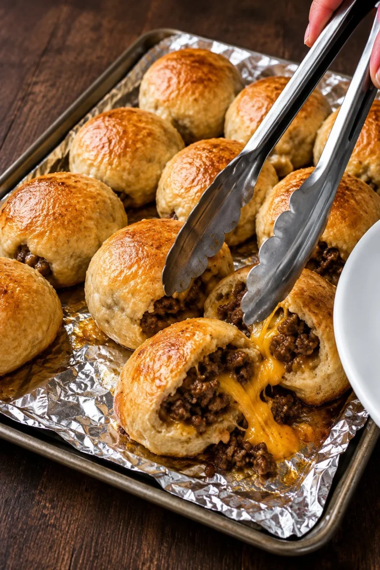 Oven baked beef crescent puffs served on a platter