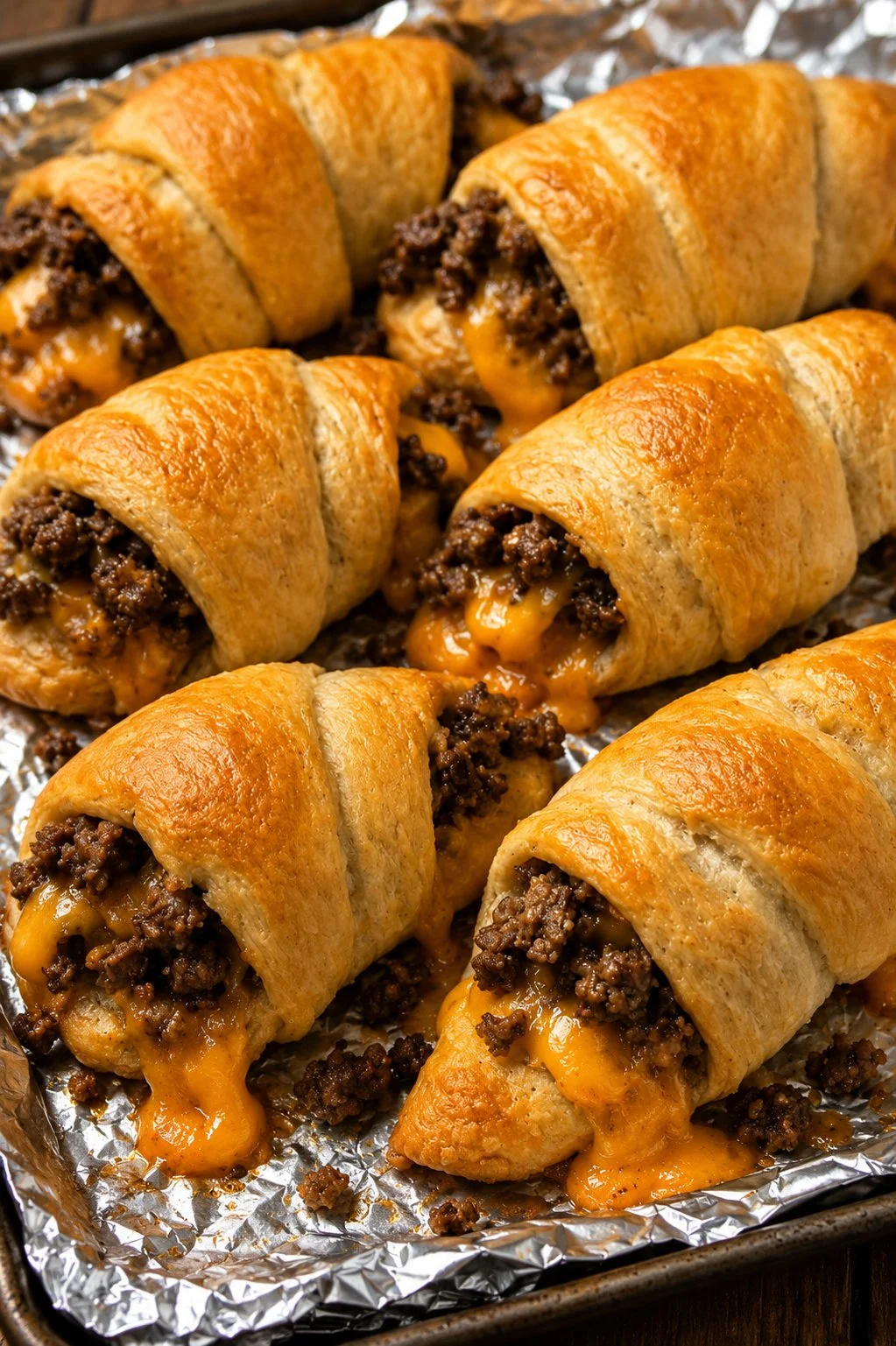 Delicious oven baked beef crescent roll-ups served on a plate.
