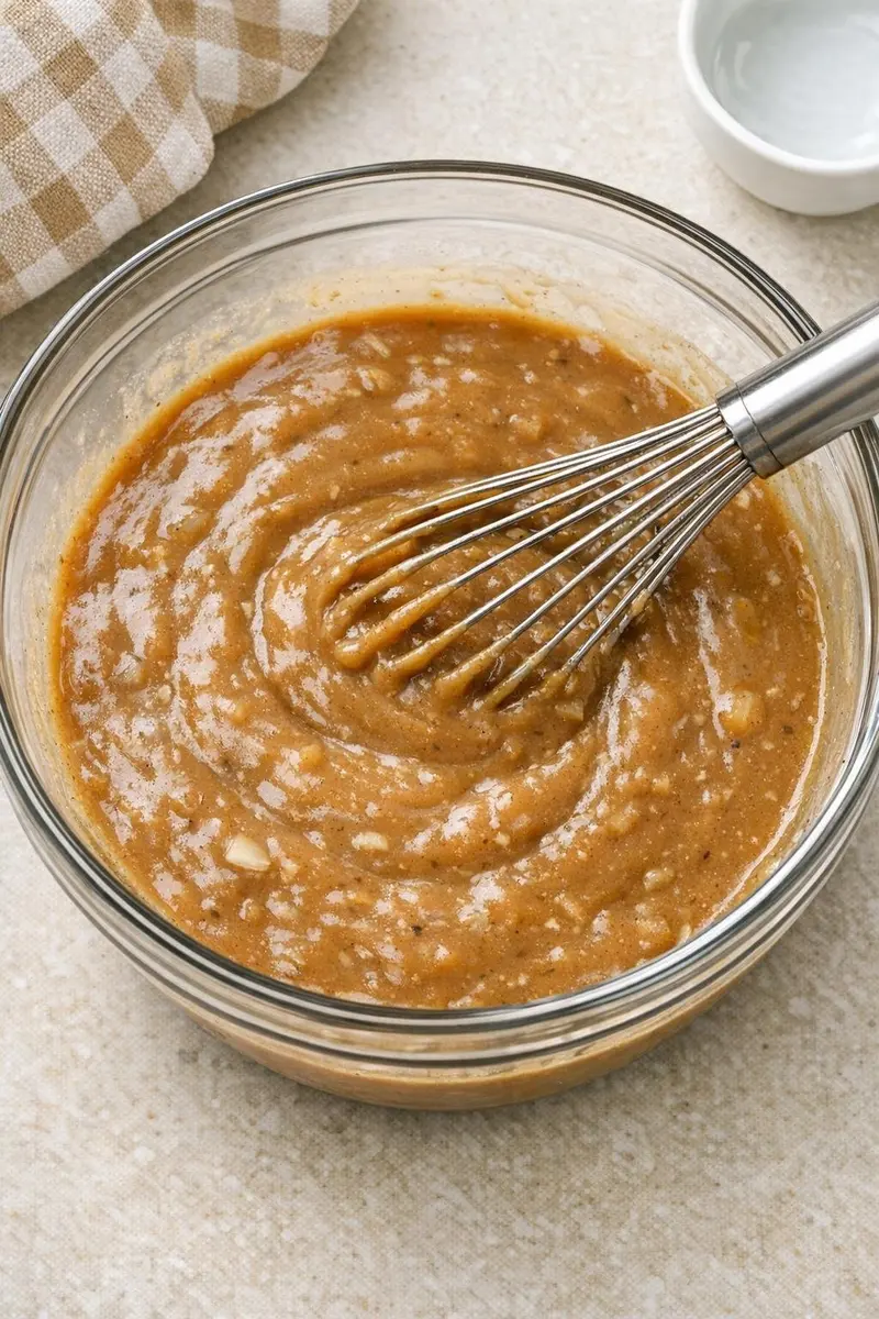 Gravy mixture whisked in a bowl