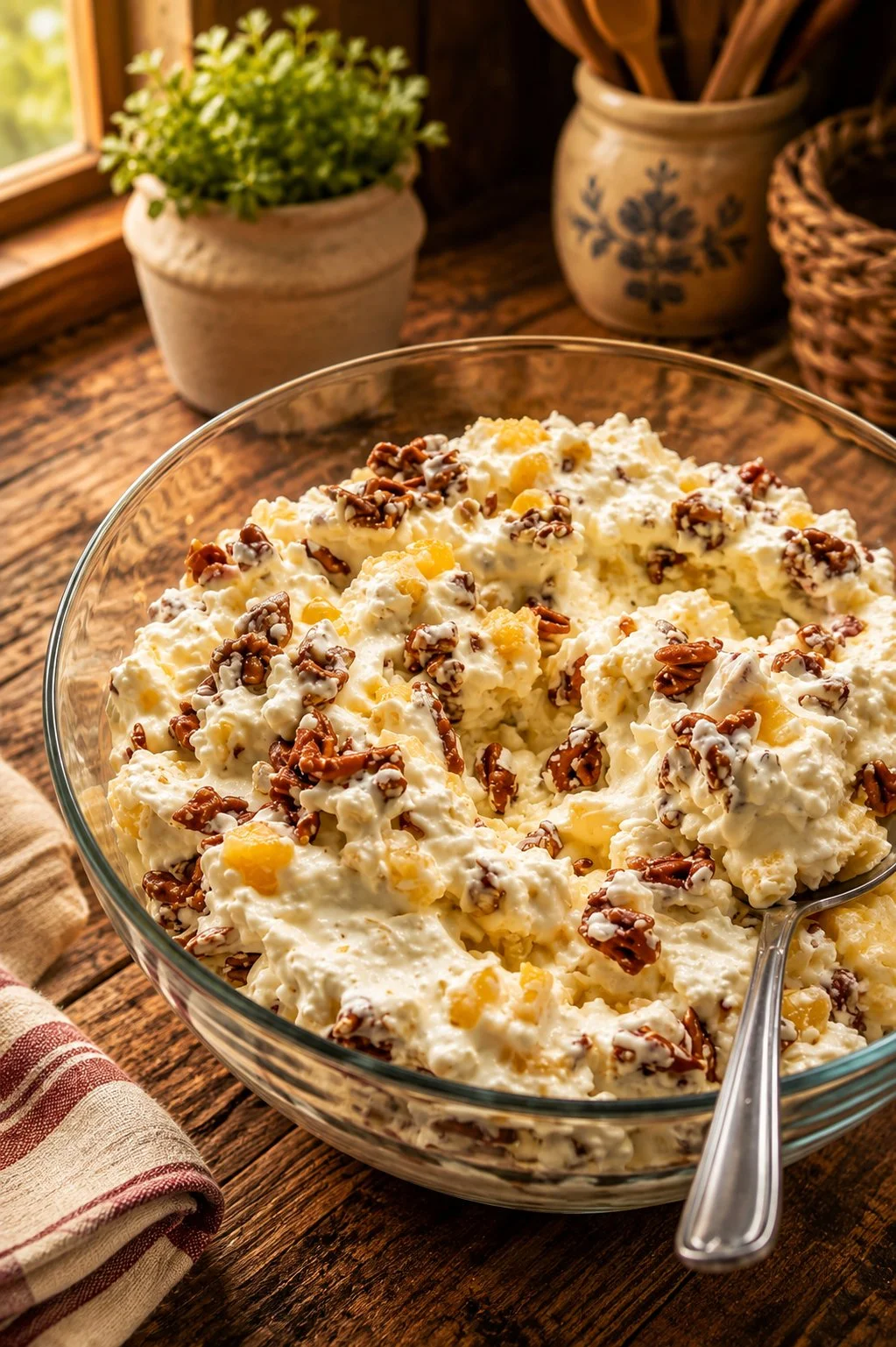 A vibrant Pineapple Crackle Salad with fresh pineapple and crispy toppings.