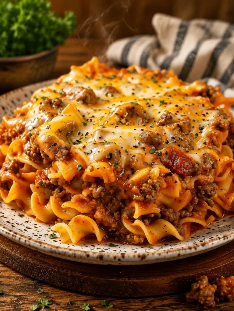 Delicious Poor Man Husband Casserole served in a rustic dish, perfect for family meals.