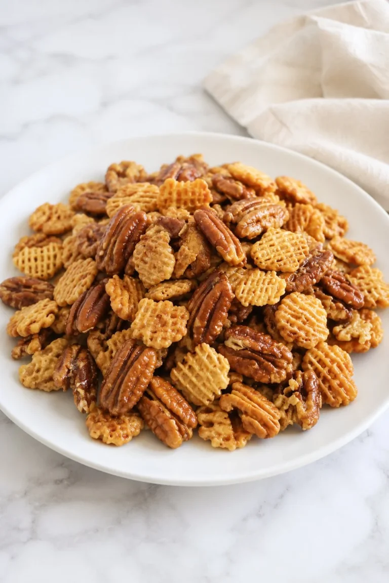 Delicious Praline Crunch dessert with nuts and caramel layers.