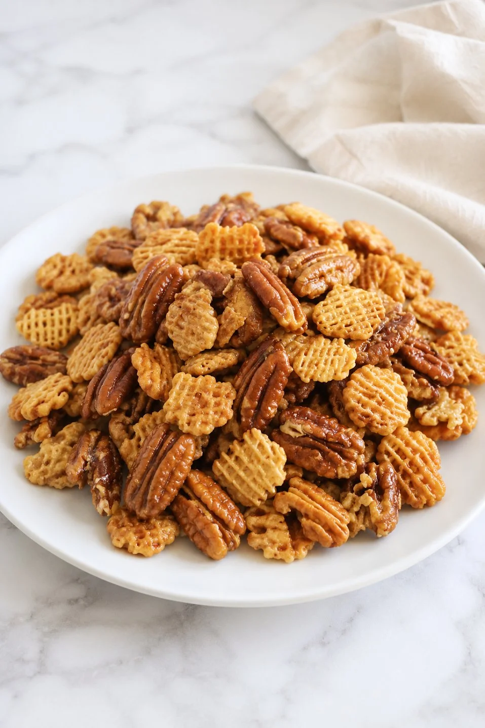Delicious Praline Crunch dessert with nuts and caramel layers.