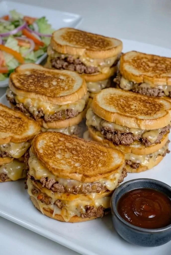 Homemade beef patties ready for cooking, with fresh ingredients and spices.