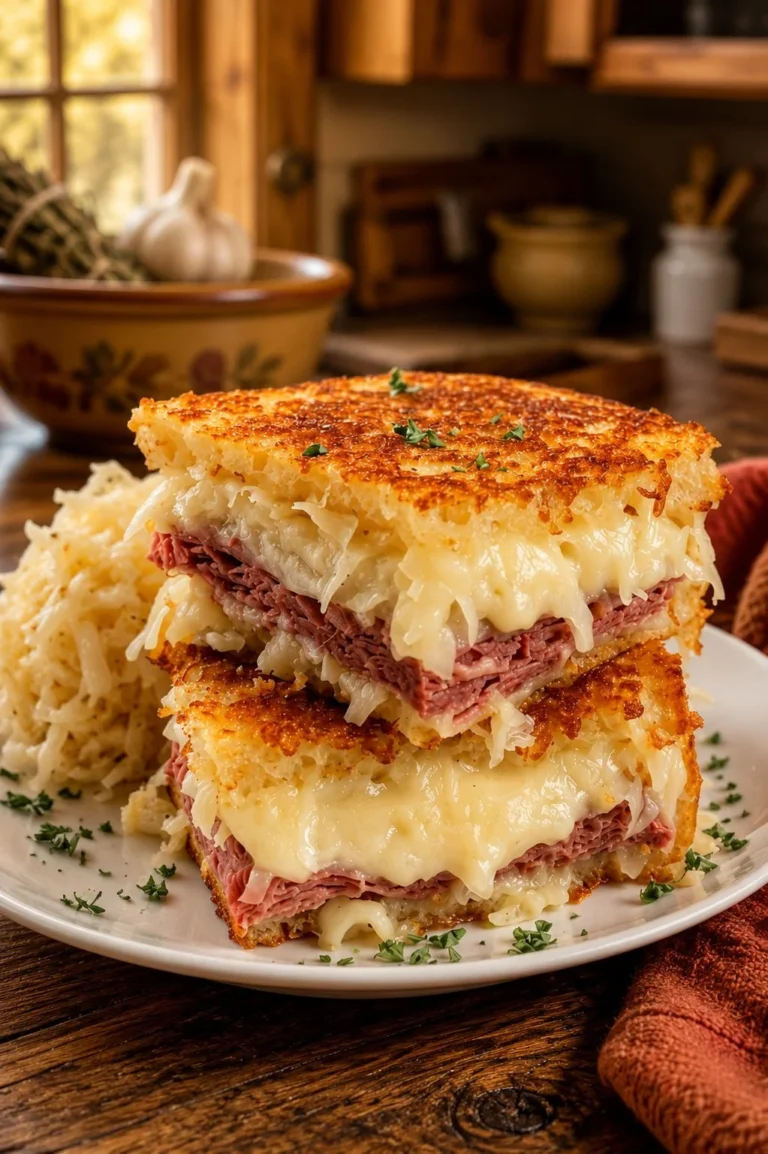 Delicious Reuben Crescent Bake served on a plate, highlighting its savory ingredients.