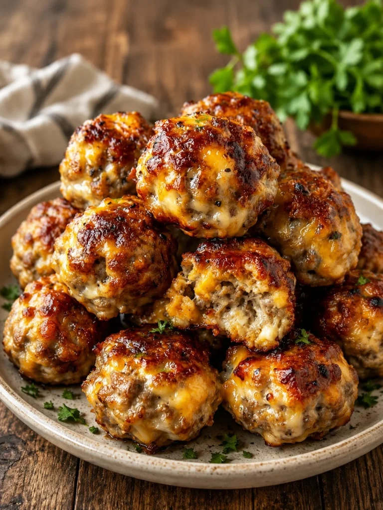 Delicious Rotel cream cheese sausage balls served on a platter