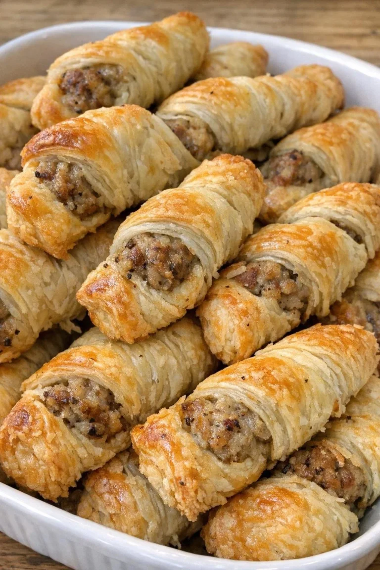 Flaky Sausage Cheddar Twists filled with savory sausage and melted cheese