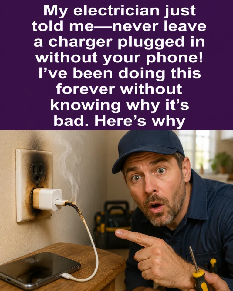 Phone charger plugged into a wall outlet without a smartphone attached