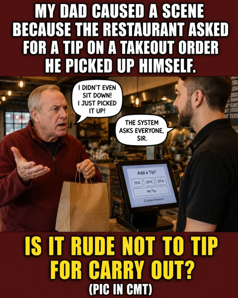 Customer picking up a takeout food order at a restaurant checkout counter