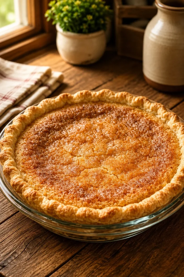 Delicious Simple Southern 4-Ingredient Chess Pie slice on a plate