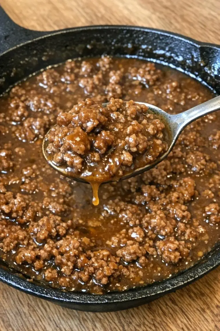 4 Ingredient Ground Beef Dunbarton dish cooked in a skillet