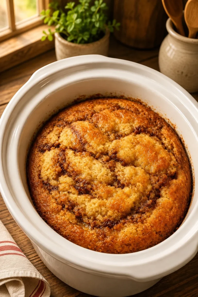 Delicious Slow Cooker 3-Ingredient Chai Latte Cake served on a plate
