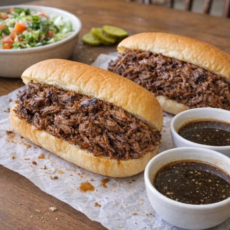 Slow cooker French dip sandwiches with juicy beef and savory au jus