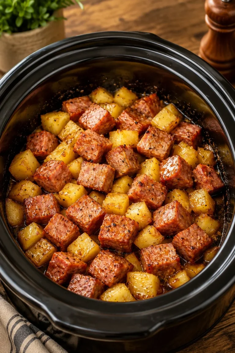 Slow Cooker 3-Ingredient Spam and Potatoes dish served in a bowl