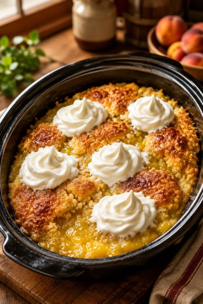 Slow Cooker 3-Ingredient Whipped Lemonade Cobbler served in a bowl