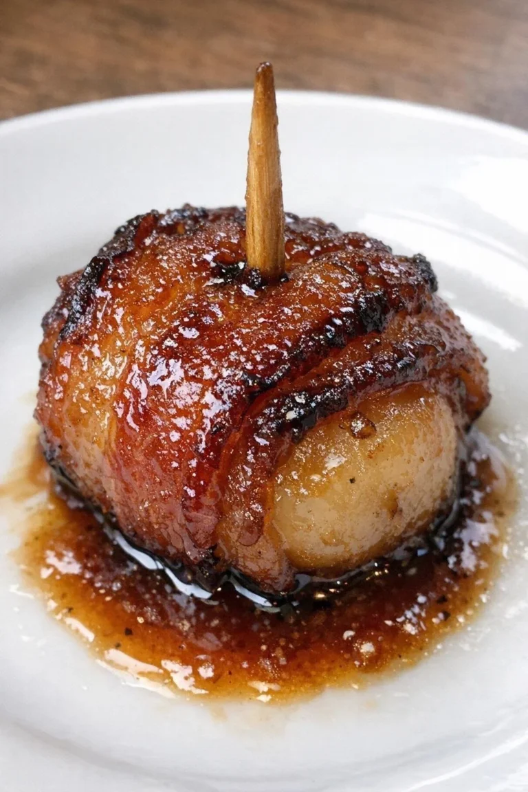 Slow cooker bacon wrapped water chestnuts recipe with four ingredients