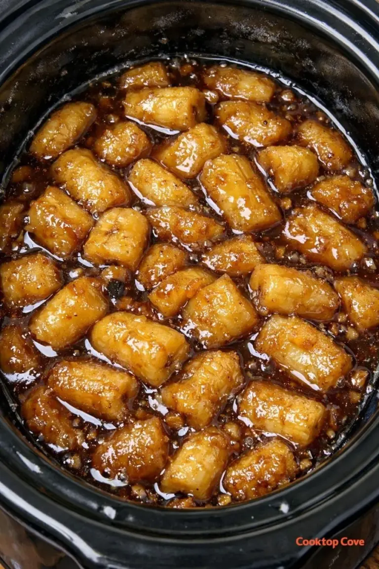 Slow Cooker Bananas Foster dessert made with 4 ingredients