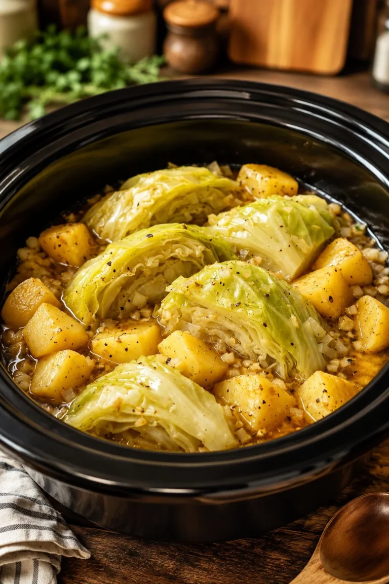 Slow cooker dish featuring cabbage and potatoes