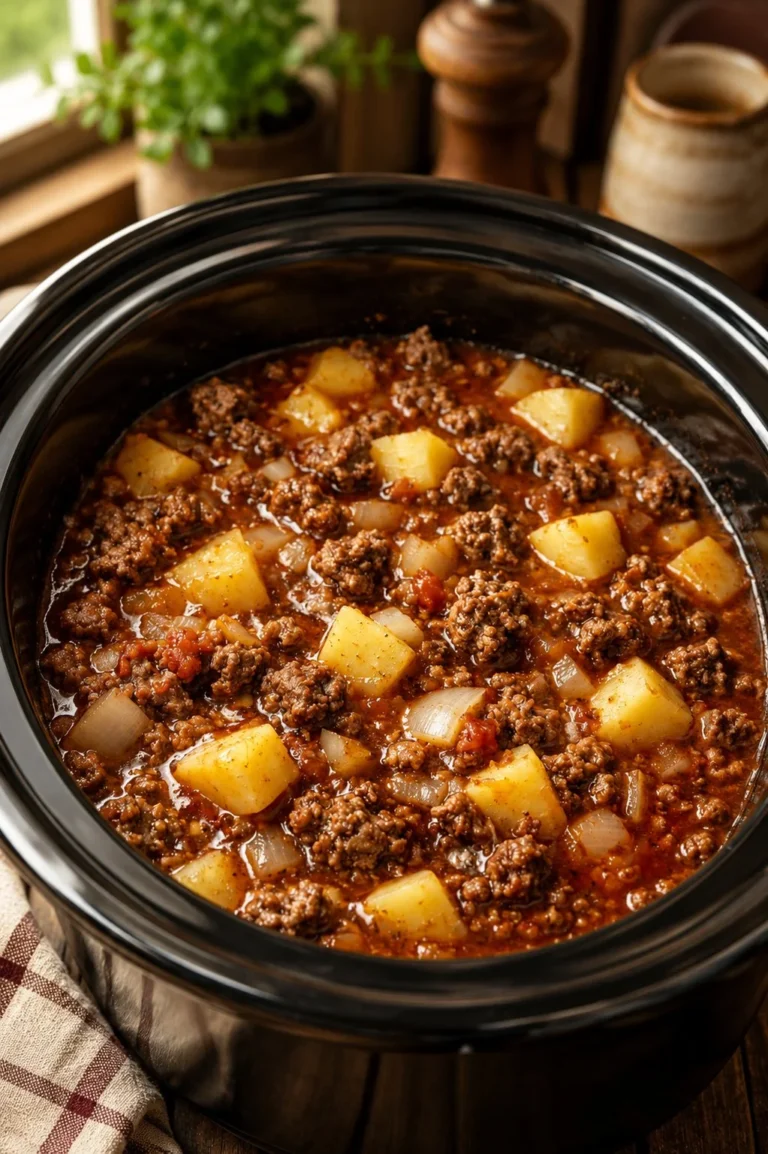 Delicious Slow Cooker 4-Ingredient Mulligan Stew in a bowl