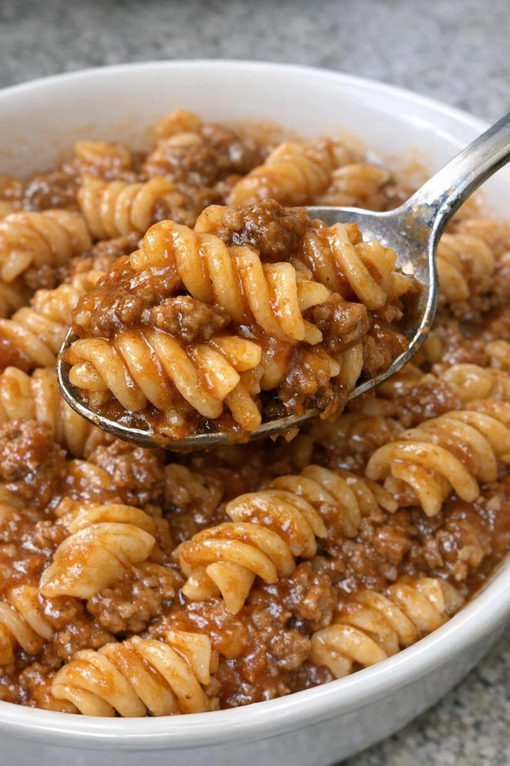Slow Cooker 4-Ingredient Pasta Ellsworth recipe with ingredients in a pot