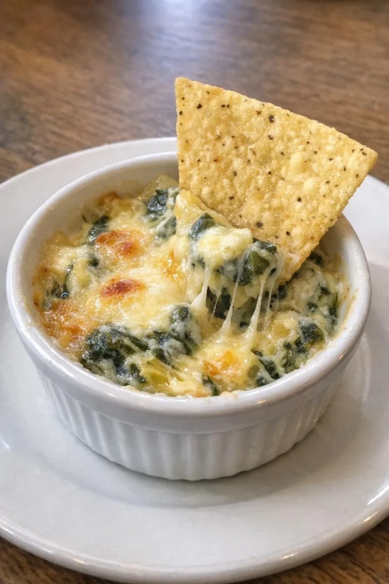 Slow Cooker 4-Ingredient Spinach Artichoke Dip served in a bowl
