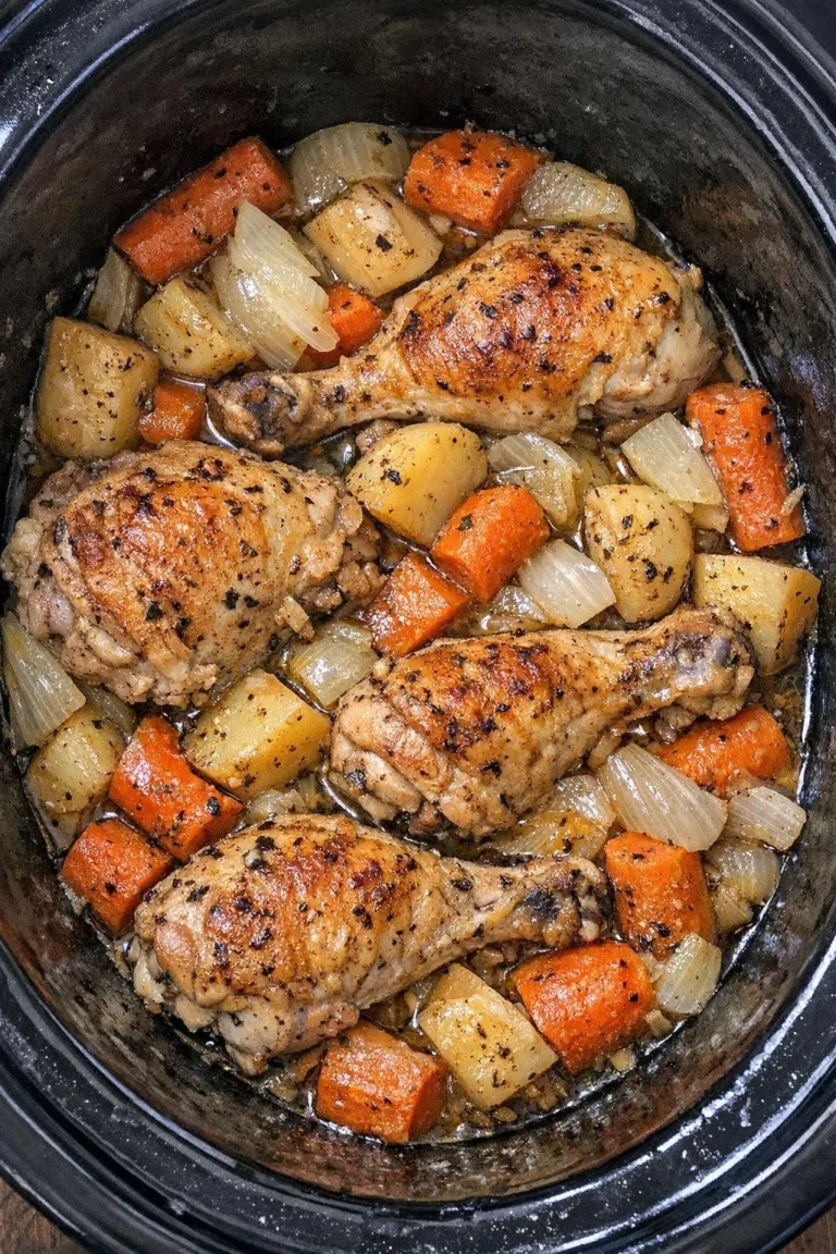 Slow Cooker 5-Ingredient Amish Autumn Chicken dish served in a rustic bowl