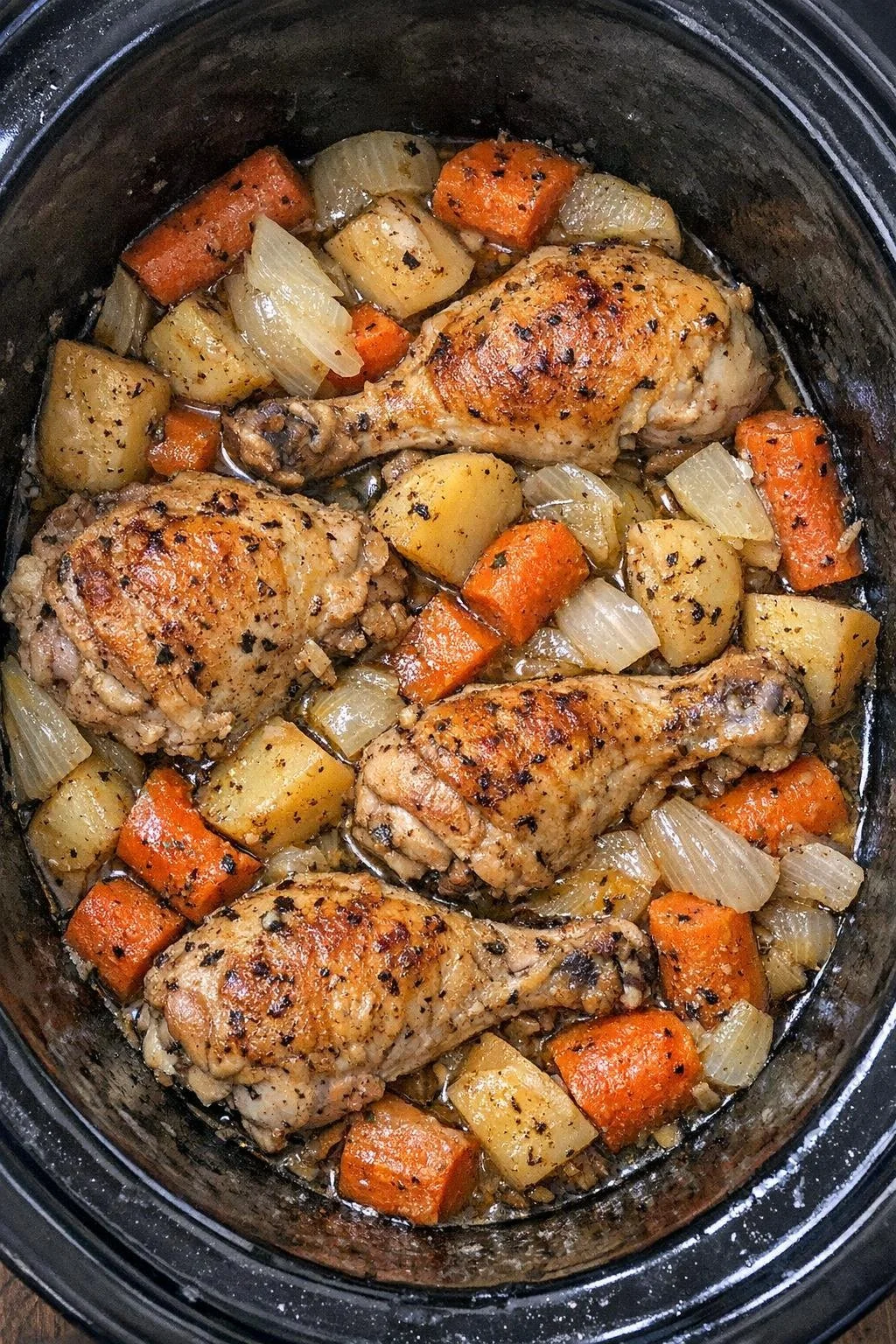 Slow Cooker 5-Ingredient Amish Autumn Chicken dish served in a rustic bowl