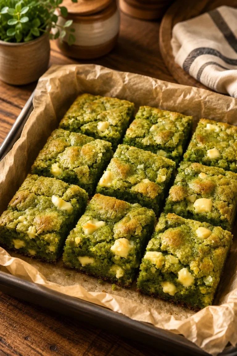 Delicious slow cooker matcha blondies with white chocolate chips