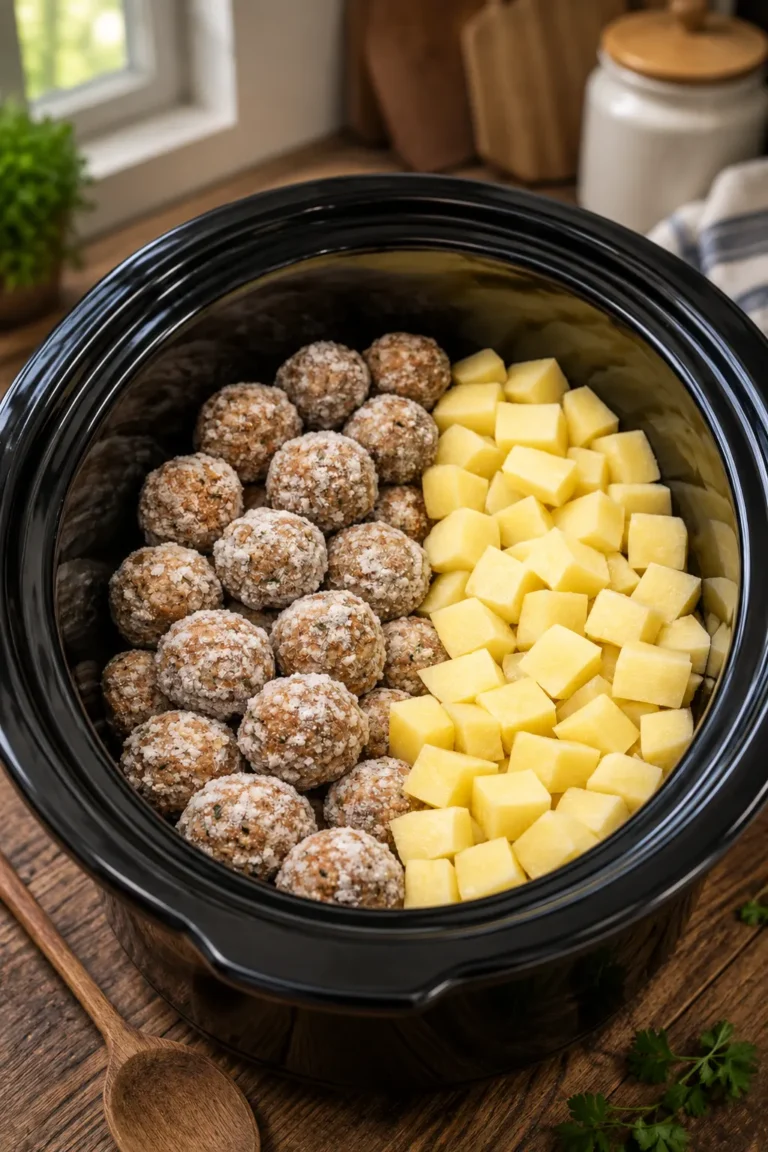 Slow Cooker Meatball and Potato Stew