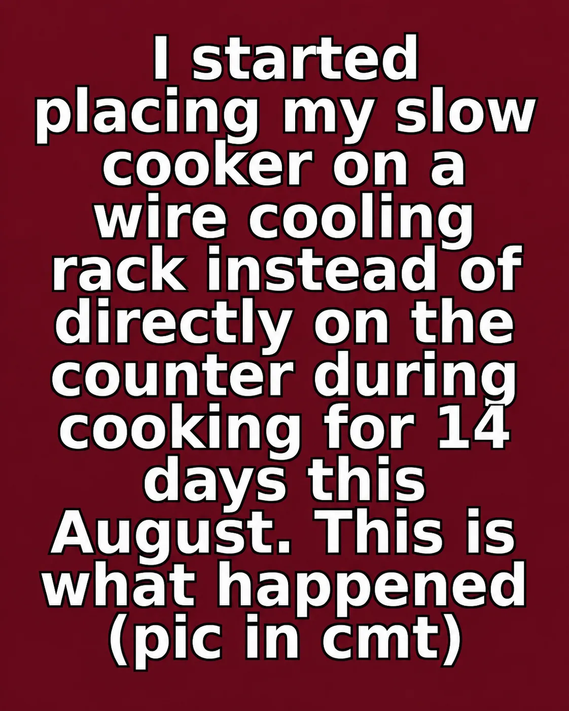 Slow cooker sitting securely on a sturdy wire cooling rack on a kitchen counter