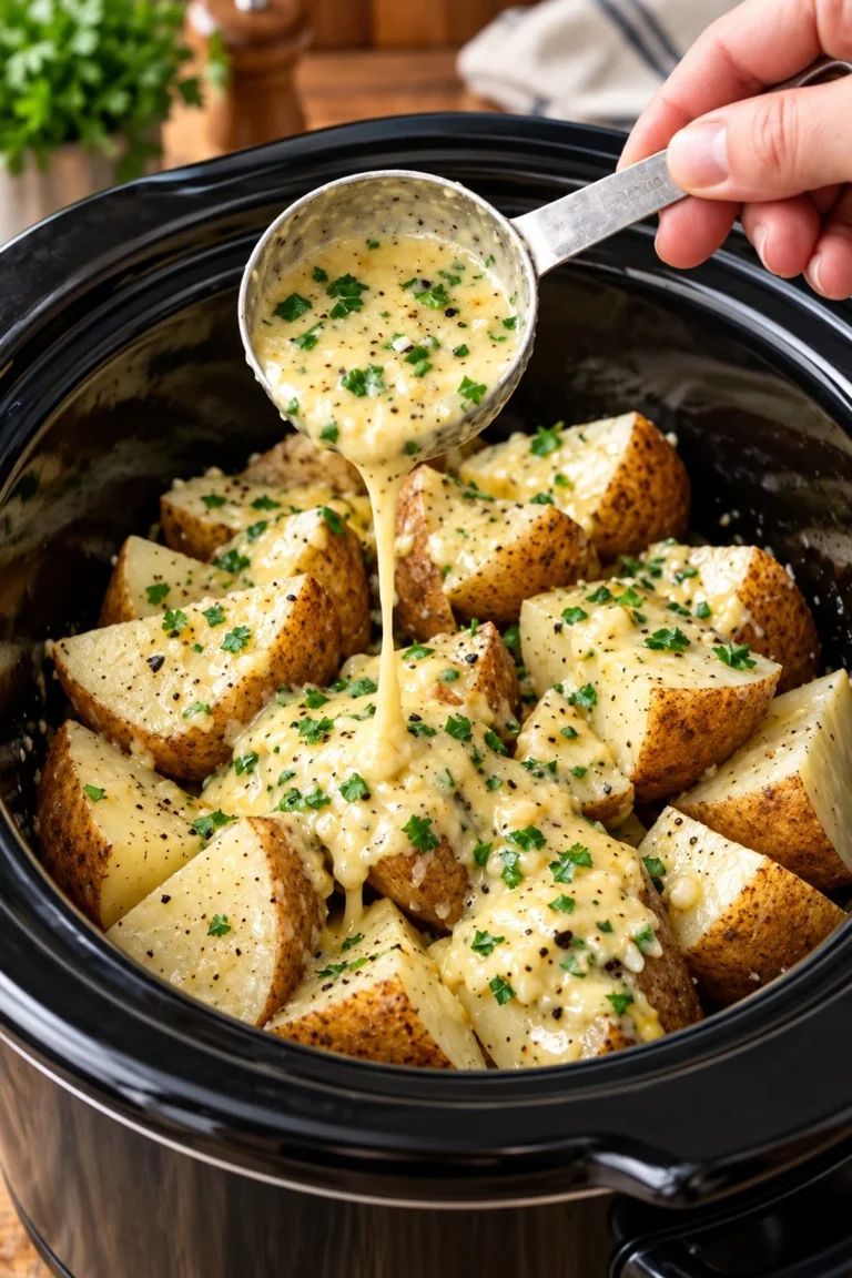 Delicious slow cooker raclette herb potatoes served in a bowl.