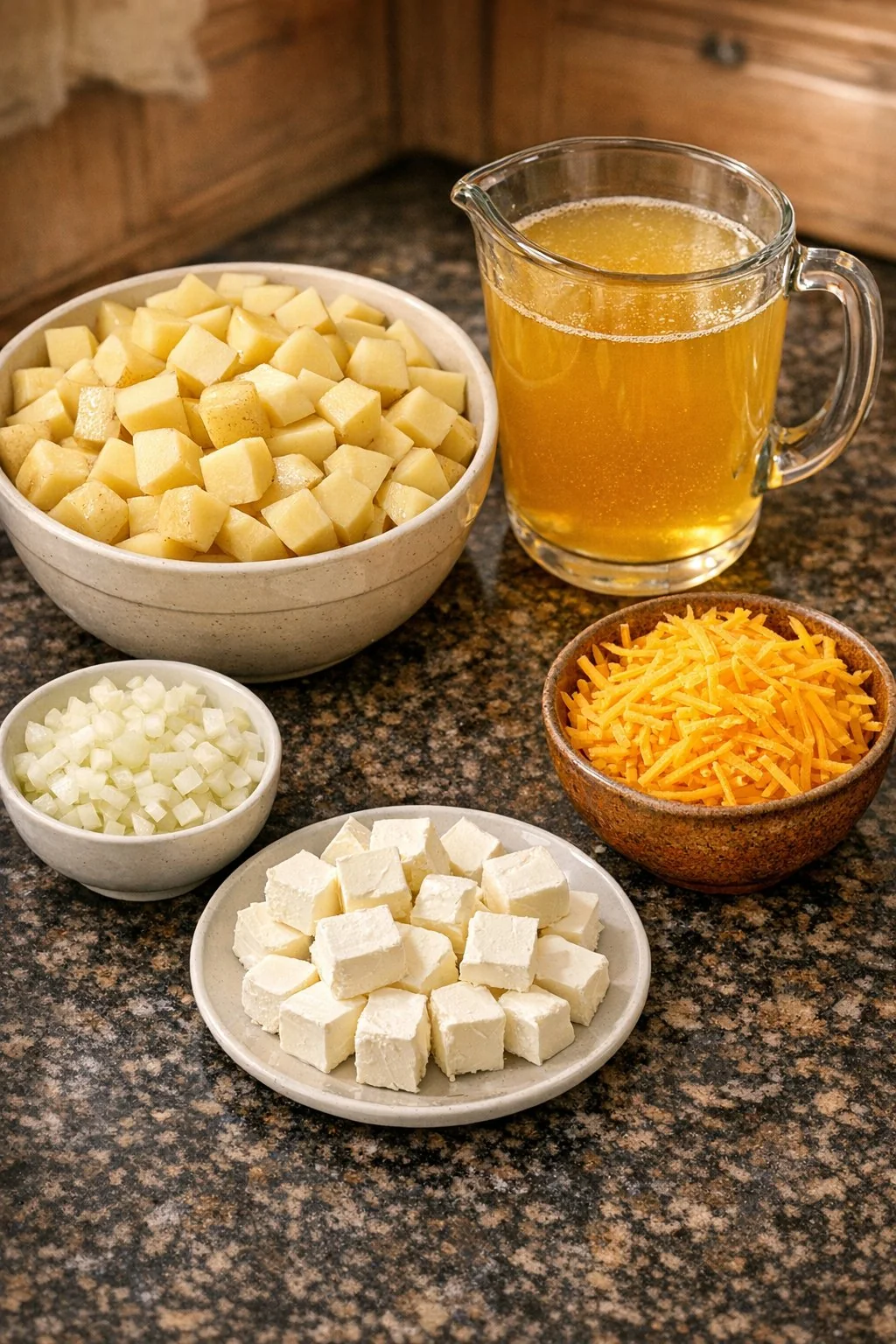 Five ingredients for slow cooker loaded potato soup