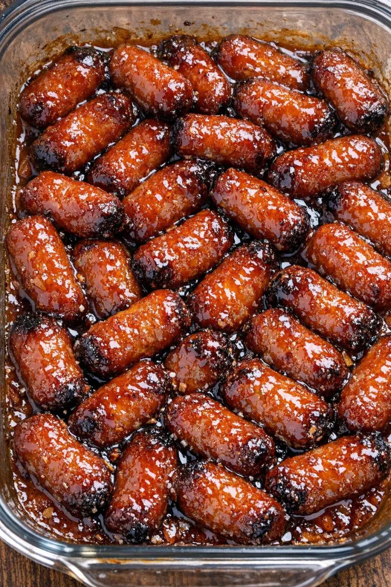 Southern 3-Ingredient Apricot Sausage Bites served on a platter