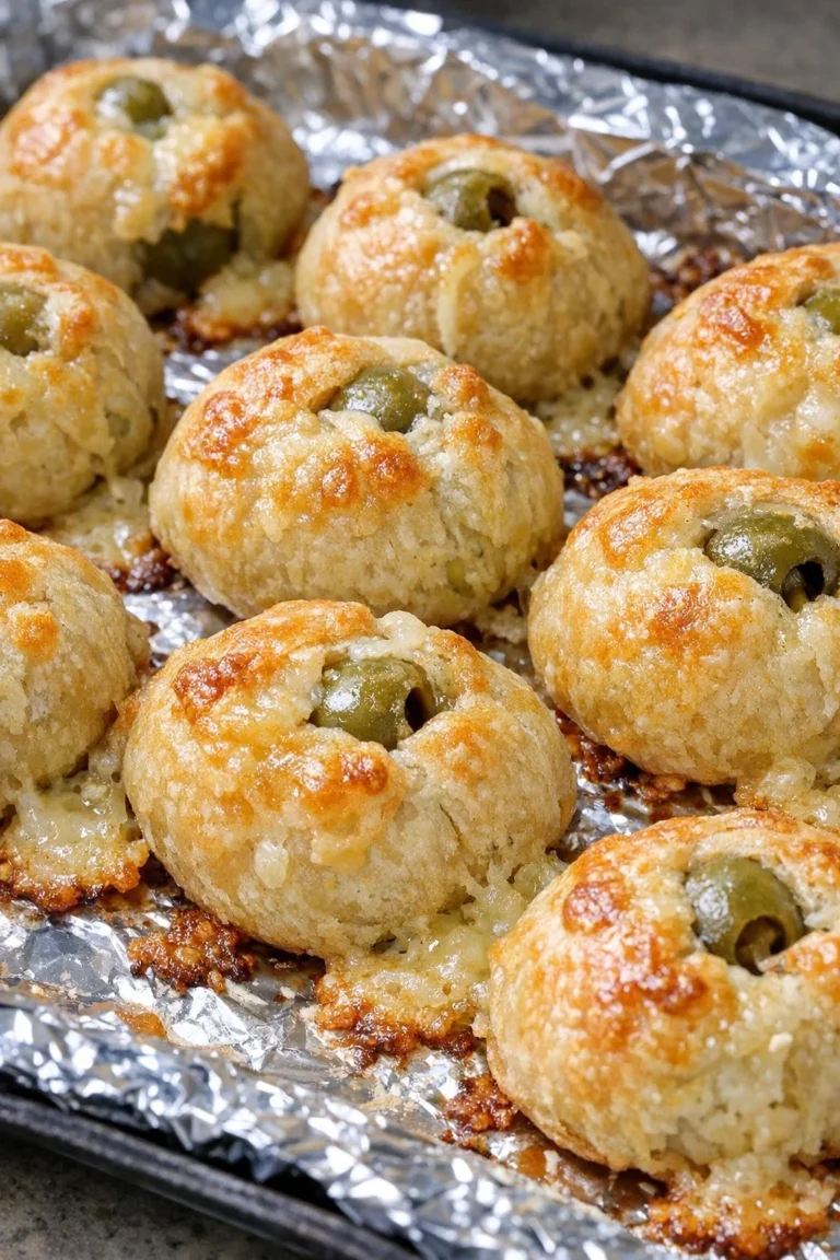 Southern 3-Ingredient Baked Olive Bites on a serving platter