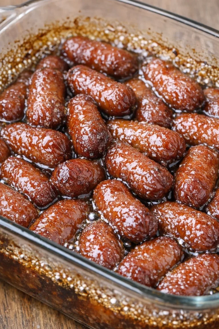 Delicious Southern brown sugar smokies garnished, perfect for appetizer parties