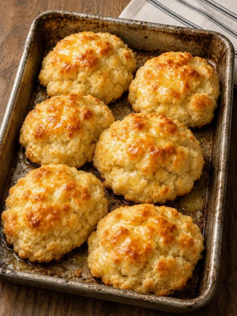 Southern 3-ingredient drop biscuits served on a rustic plate